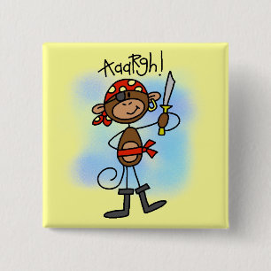 Aargh Monkey  Pirate Tshirts and Gifts 15 Cm Square Badge