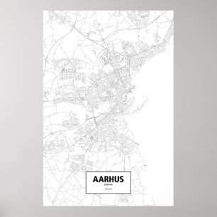 Aarhus, Denmark (black on white) Poster