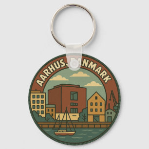 Aarhus Denmark Cityscape Key Ring