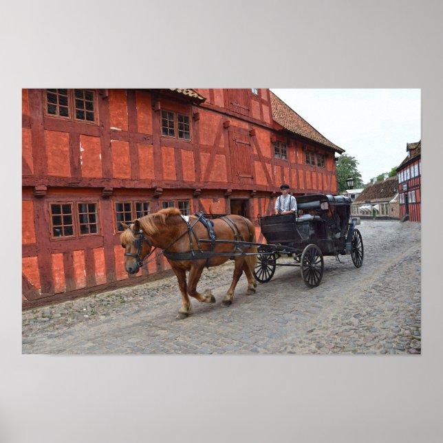 Aarhus, Denmark, Horse and Buggy Poster (Front)
