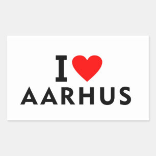 Aarhus Denmark love city heart like travel Rectangular Sticker