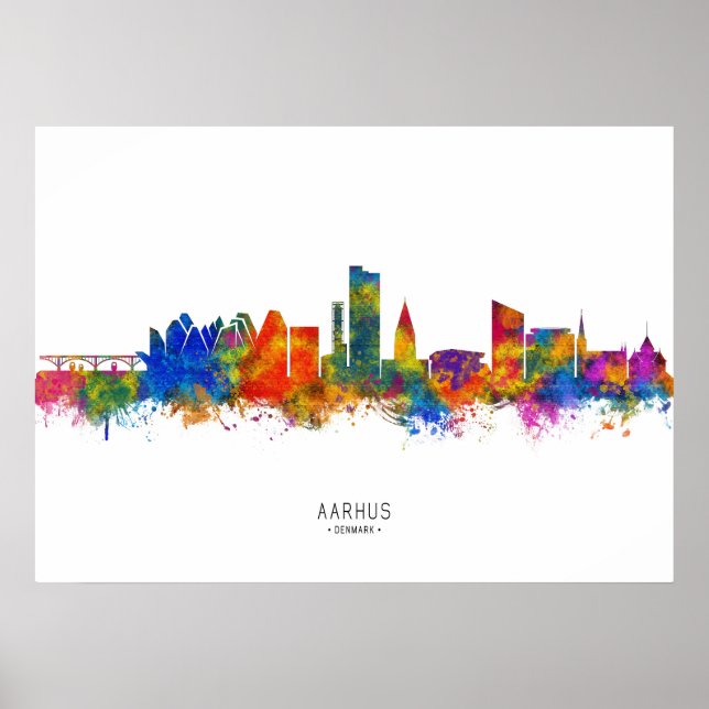 Aarhus Denmark Skyline Poster (Front)