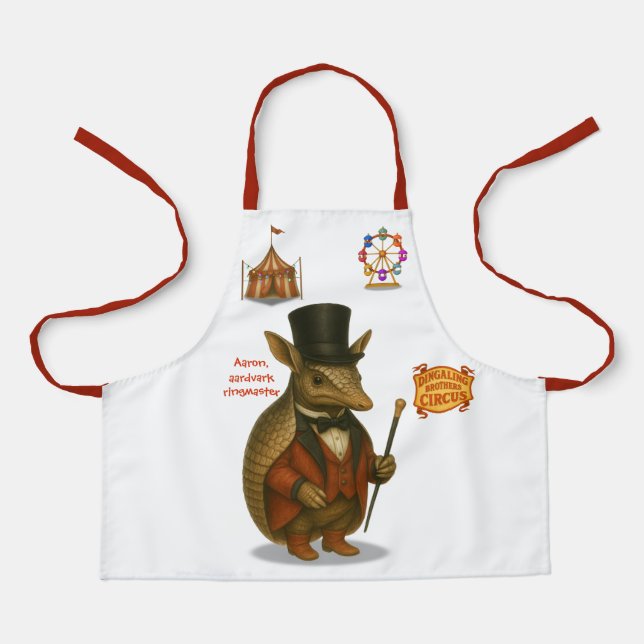 Aaron, aardvark ringmaster apron (Front)