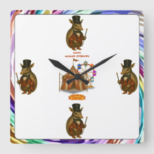 Aaron, aardvark ringmaster square wall clock