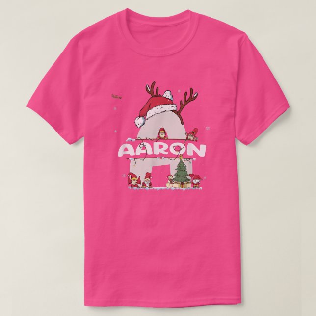 Aaron Christmas  w Aaron Name for funny Xmas  T-Shirt (Design Front)