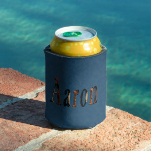"Aaron" Name On Blue Denim Can Cooler