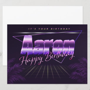 Aaron Name Vorname lila retro Karte Geburtstag Card