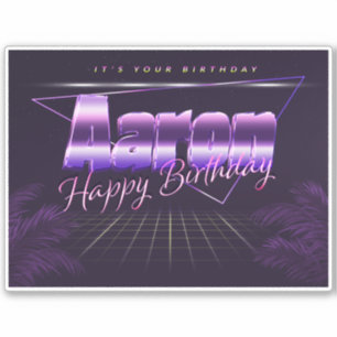 Aaron Name Vorname lila retro Sticker Geburtstag