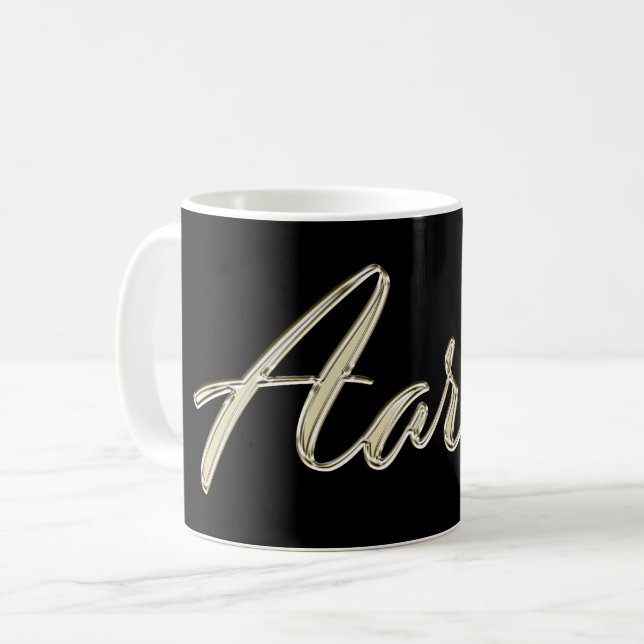 Aaron Name white gold Cup Tea Cup Coffee Mug (Front Left)