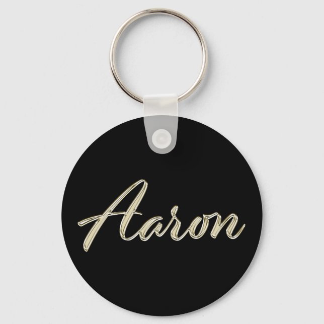 Aaron Name whitegold Button Schlüsselanhänger Key Ring (Front)