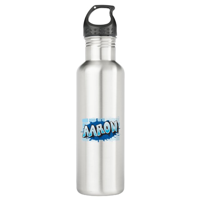 Aaron Your Name Graffiti Brick Wall Stylised 710 Ml Water Bottle (Front)