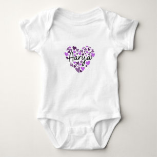 Aarya, purple hearts baby bodysuit