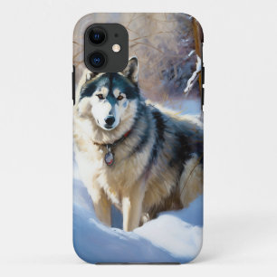 Aaskan Malamute Let It Snow Christmas iPhone 11 Case