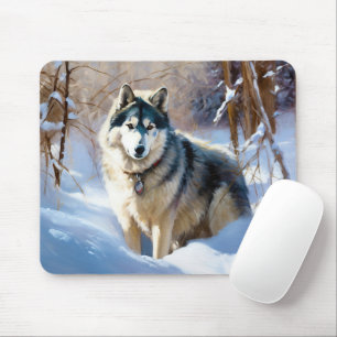 Aaskan Malamute Let It Snow Christmas Mouse Mat