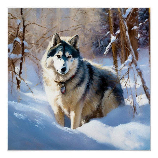 Aaskan Malamute Let It Snow Christmas Poster (Front)