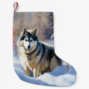 Aaskan Malamute Let It Snow Christmas Small Christmas Stocking