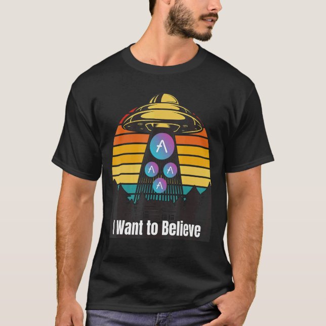 Aave Ufo Encounter Retro Sunset Blockchain Eth Cry T-Shirt (Front)