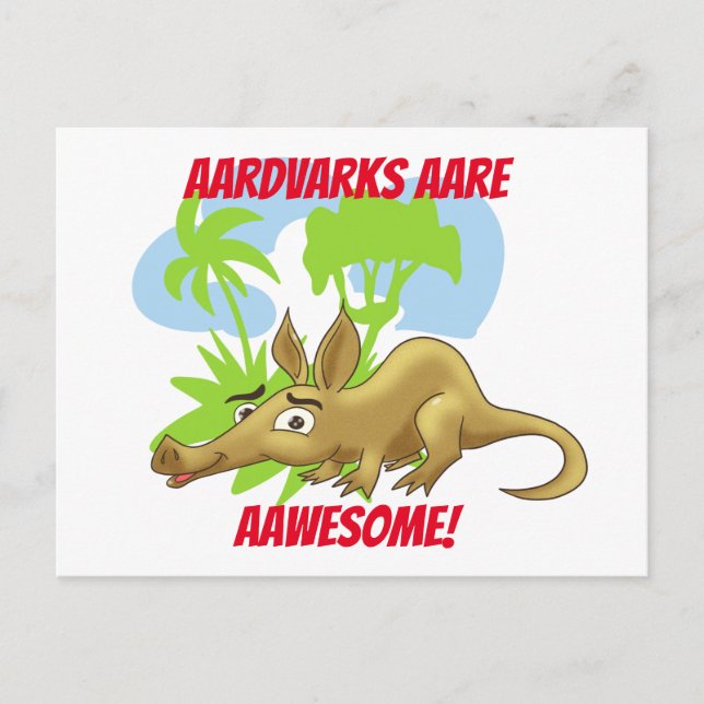 Aawesome caartoon aardvark postcard (Front)