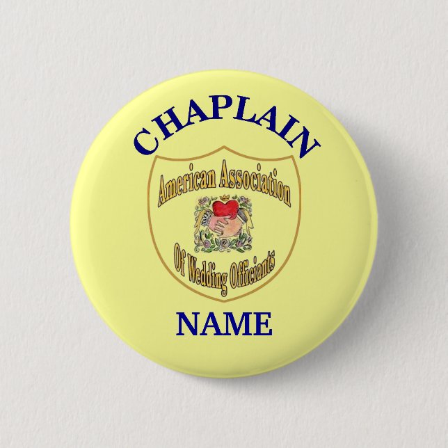 AAWO Logo Chaplain Button, edit name 6 Cm Round Badge (Front)