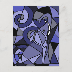 AB- Abstract Art Elephant Postcard