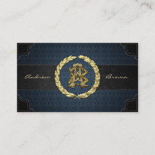 AB & BA Monogram [Gold+Fabric] Business Card