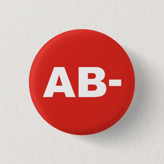 AB- Blood Type / Group Rh (Rhesus) Negative Badge (Front)