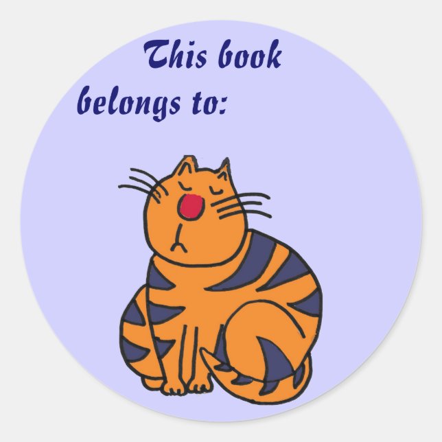 AB- Cute Funny Cat Book Sticker (Front)