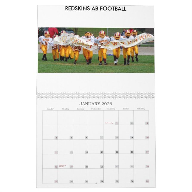 AB Redskins Football Calendar (Jan 2026)