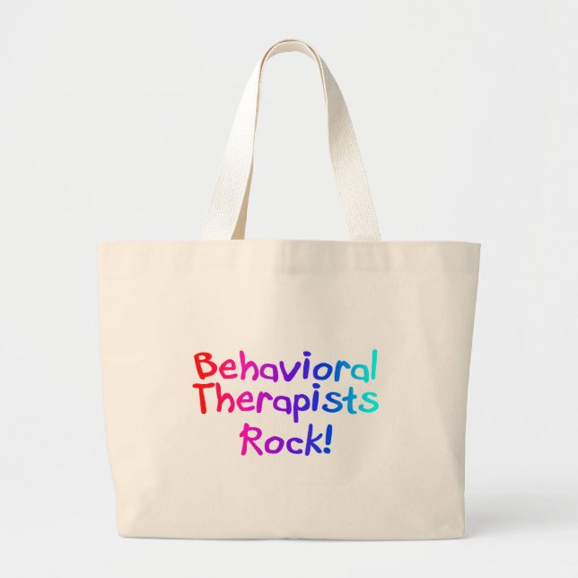 ABA Therapists Rock (Bright) Large Tote Bag (Front)