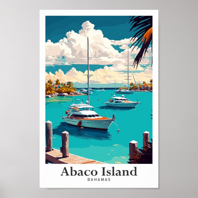 Abaco Bahamas Vintage Travel Portrait  Poster (Front)