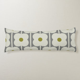 Abacus Flower and small stem pattern white & Grey Body Cushion
