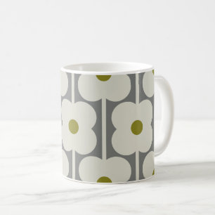 Abacus Flower and small stem pattern white & Grey Coffee Mug