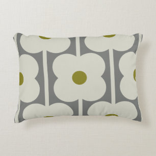 Abacus Flower and small stem pattern white & Grey Decorative Cushion