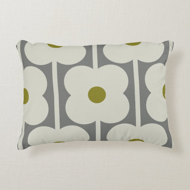 Abacus Flower and small stem pattern white & Grey Decorative Cushion (Front)