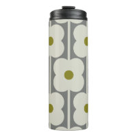 Abacus Flower and small stem pattern white & Grey