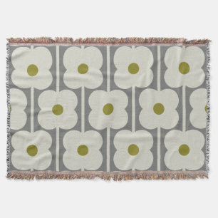 Abacus Flower and small stem pattern white & Grey Throw Blanket