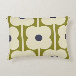 Abacus Flower Lined Eyelet Olive and Blue  Decorative Cushion