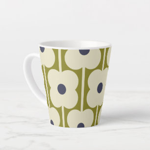 Abacus Flower Lined Eyelet Olive and Blue  Latte Mug
