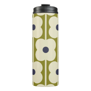 Abacus Flower Lined Eyelet Olive and Blue  Thermal Tumbler