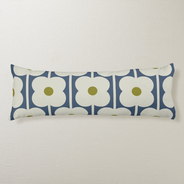 Abacus Flower Lined Eyelet White and Blue Body Cushion (Front)