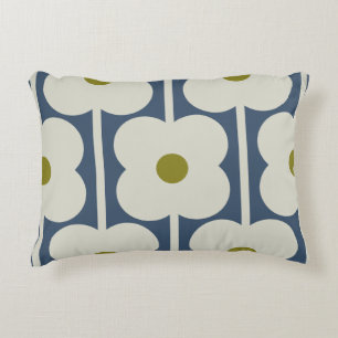Abacus Flower Lined Eyelet White and Blue Decorative Cushion