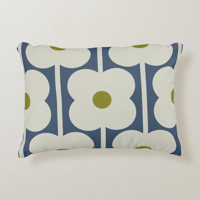 Abacus Flower Lined Eyelet White and Blue Decorative Cushion (Front)