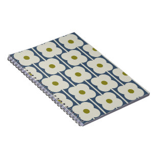 Abacus Flower Lined Eyelet White and Blue Notebook