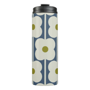 Abacus Flower Lined Eyelet White and Blue Thermal Tumbler