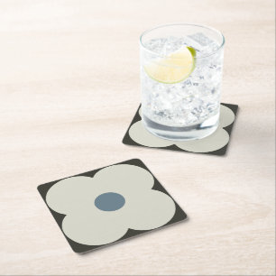 Abacus Flower Powder Blue - contemporary charm Square Paper Coaster