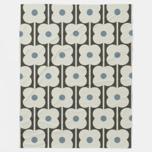 Abacus Flower Powder Blue - Retro contemporary Fleece Blanket