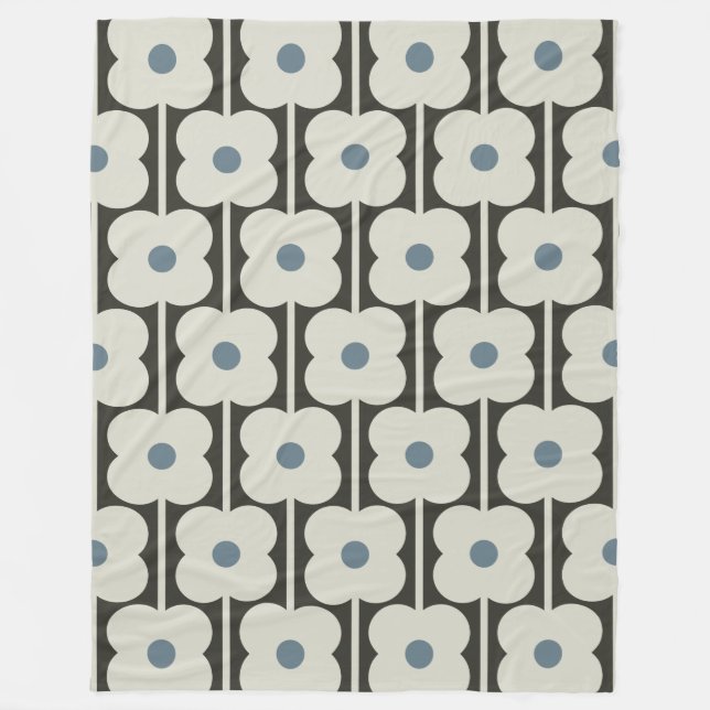 Abacus Flower Powder Blue - Retro contemporary Fleece Blanket (Front)