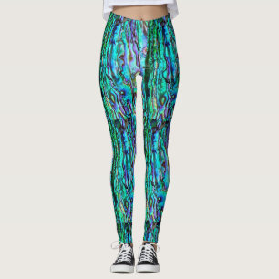 Abalone blue green leggings yoga pants
