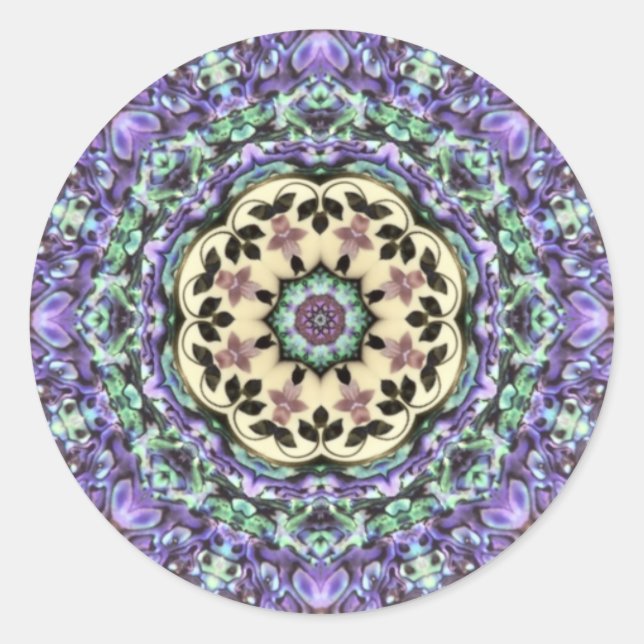 ABALONE ~ Irridescent Paua Shell Kaleidoscope Classic Round Sticker (Front)