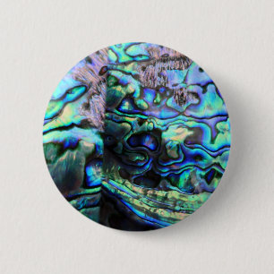 Abalone paua shell detail 6 cm round badge